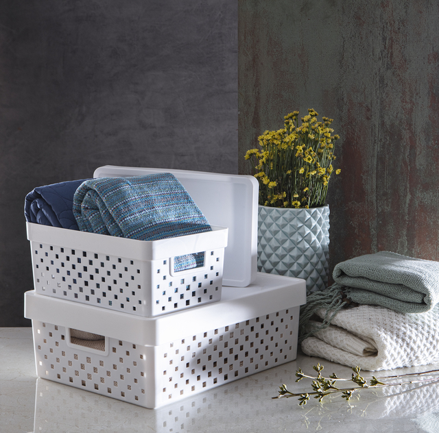 Cesto Organizador Quadratta Com Tampa 39x29x14cm